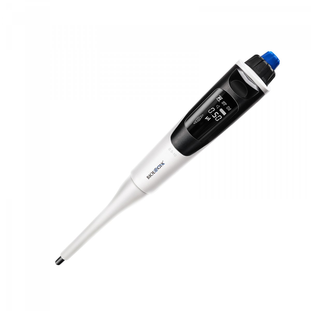 Biologix dpette digital pipette. single-channel adjustable vol in 1ul increments from 100-1000ul.