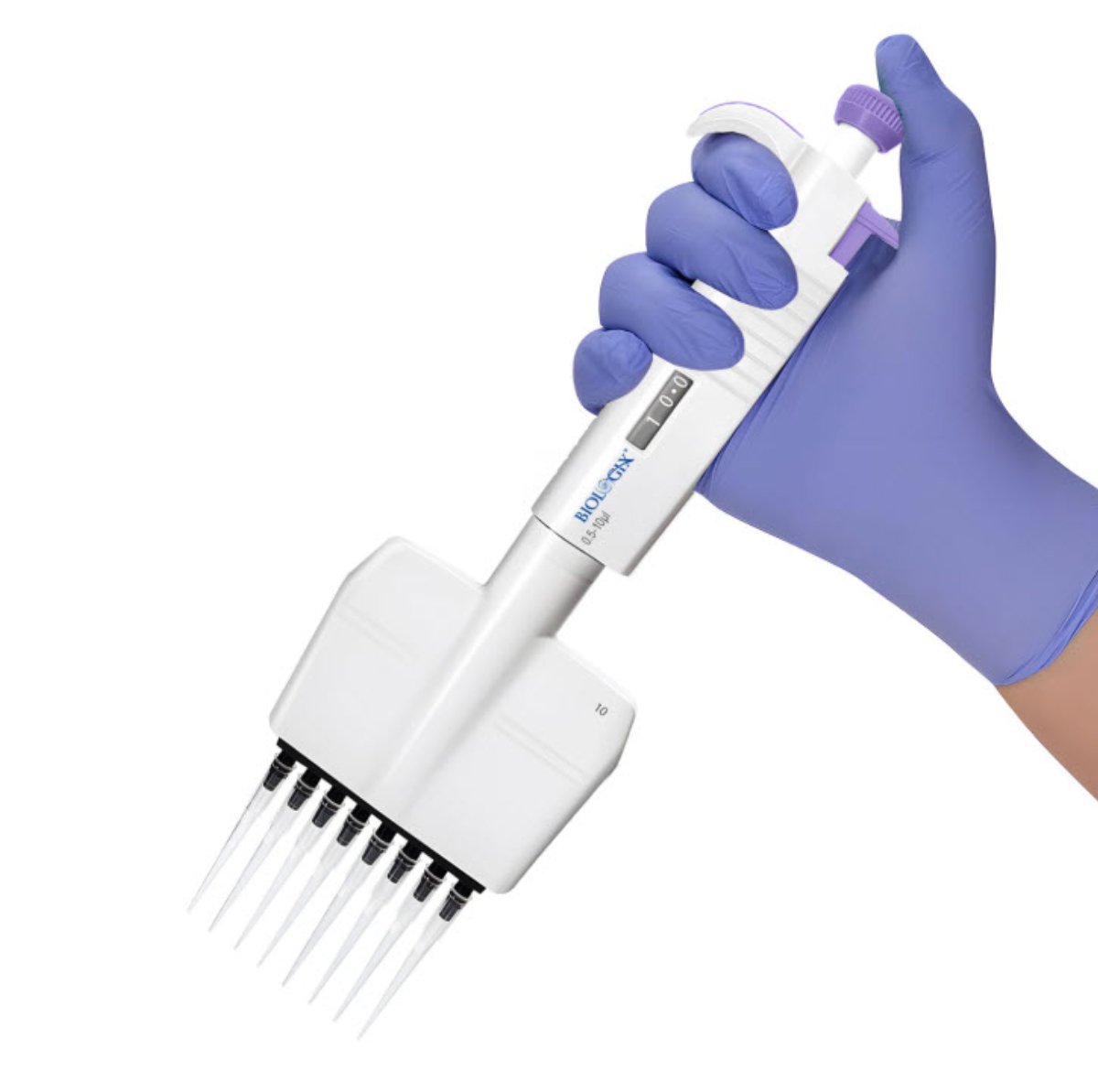 Biologix micropette plus 8 channel mechanical pipettes. adjustable volume ranging from 50-300ul