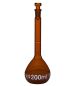 Volumetric flask, USP BBR, A 200mL NS14/23 glass amber, pk2