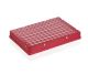 PCR-plate 96-well, Rigid Frame, PC/PP red full skirt. Low Profile, 50 pcs transparent, 0,15 ml