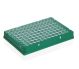 PCR-plate 96-well, Rigid Frame, PC/PP green full skirt. Low Profile, 50 pcs transparent, 0,15 ml