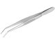 Forceps, stainless steel, sharp, bent form, 130 mm