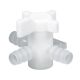 Three-way valve, PVDF, Ø 11-13 mm, NW 8 mm, white