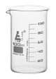 Beaker Tall form, with spout made of borosilicate glass, graduated, 100ml.
