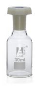 Bottle Reagent, made of borosilicate glass, narrow mouth with acid proof polypropylene stopper 30ml., socket size 14/23