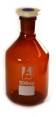 Bottle Reagent, Amber colour, narrow mouth with acid proof polypropylene stopper 500ml., socket size 24/29
