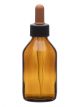 Bottle Dropping, Amber color, soda glass with screw cap and fitted with dropper, 100ml.
