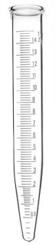 Centrifuge Tube 15ml, Conical, height 120mm, OD 17mm, boro. glass, graduated