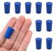 Blue neoprene stoppers with 1 hole (4 mm dia): Bottom 10mm Top 12.5mm Length 20mm Made from long lasting neoprene rubber, oil resistant, Use up to temps of 250°F / 120°C Pack of 10