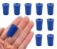 Blue neoprene stoppers with 1 hole (4 mm dia): Bottom 13mm Top 16mm Length 24mm Made from long lasting neoprene rubber, oil resistant, Use up to temps of 250°F / 120°C Pack of 10