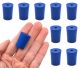 Blue neoprene stoppers with 1 hole (4 mm dia): Bottom 15mm Top 18mm Length 24mm Made from long lasting neoprene rubber, oil resistant, Use up to temps of 250°F / 120°C Pack of 10