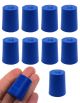 Solid blue neoprene stoppers: Bottom 18mm Top 21mm Length 26mm Made from long lasting neoprene rubber, oil resistant, Use up to temps of 250°F / 120°C Pack of 10