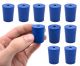 Blue neoprene stoppers with 1 hole (5 mm dia): Bottom 18mm Top 21mm Length 26mm Made from long lasting neoprene rubber, oil resistant, Use up to temps of 250°F / 120°C Pack of 10
