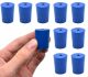 Blue neoprene stoppers with 1 hole (5 mm dia): Bottom 19mm Top 22mm Length 28mm Made from long lasting neoprene rubber, oil resistant, Use up to temps of 250°F / 120°C Pack of 10