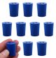 Blue neoprene stoppers with 2 holes (5 mm dia): Bottom 19mm Top 22mm Length 28mm Made from long lasting neoprene rubber, oil resistant, Use up to temps of 250°F / 120°C Pack of 10