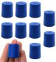 Solid blue neoprene stoppers: Bottom 23mm Top 26mm Length 28mm Made from long lasting neoprene rubber, oil resistant, Use up to temps of 250°F / 120°C Pack of 10