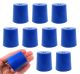 Solid blue neoprene stoppers: Bottom 31mm Top 36mm Length 35mm Made from long lasting neoprene rubber, oil resistant, Use up to temps of 250°F / 120°C Pack of 10