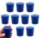 Blue neoprene stoppers with 2 holes (5 mm dia): Bottom 31mm Top 36mm Length 35mm Made from long lasting neoprene rubber, oil resistant, Use up to temps of 250°F / 120°C Pack of 10