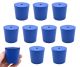 Blue neoprene stoppers with 1 hole (5 mm dia): Bottom 38mm Top 42mm Length 40mm Made from long lasting neoprene rubber, oil resistant, Use up to temps of 250°F / 120°C Pack of 10