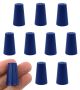 Solid blue ASTM neoprene stoppers: ASTM Size: #000 Bottom 8.2mm Top 12.7mm Length 25mm Made from long lasting neoprene rubber, oil resistant, Use up to temps of 250°F / 120°C Pack of 10