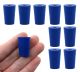 Blue ASTM neoprene stoppers with 1 hole (4 mm dia): ASTM Size: #00 Bottom 10mm Top 15mm Length 25mm Made from long lasting neoprene rubber, oil resistant, Use up to temps of 250°F / 120°C Pack of 10