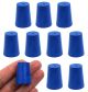 Solid blue ASTM neoprene stoppers: ASTM Size: #1 Bottom 14mm Top 19mm Length 25mm Made from long lasting neoprene rubber, oil resistant, Use up to temps of 250°F / 120°C Pack of 10