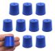 Solid blue ASTM neoprene stoppers: ASTM Size: #5 Bottom 23mm Top 27mm Length 25mm Made from long lasting neoprene rubber, oil resistant, Use up to temps of 250°F / 120°C Pack of 10