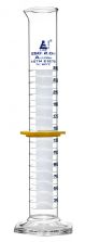Cylinder Measuring Graduated, cap. 250ml., class 'A', Hex. base with spout, borosilicate glass, Blue Graduation