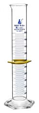 Cylinder Measuring Graduated, cap. 500ml., class 'B', Hex. base with spout, borosilicate glass, Blue Graduation with plastic guard