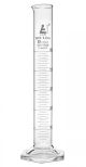 Cylinder Measuring Graduated, cap. 50ml., class 'B', Hex. base with spout, borosilicate glass, White grad