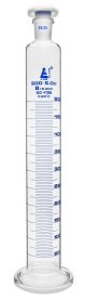 Cylinder Measuring Graduated, cap. 500ml., class 'B', glass round base with spout, complete with interchangeable polypropylene stopper, borosilicate glass