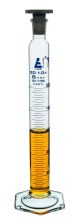 Cylinder Measuring Graduated, cap. 50ml., class 'B', glass hex. base with spout, complete with interchangeable polypropylene stopper, borosilicate glass