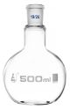 Flask BOILING WITH JOINT, Flat Bottom, SHORT NECK, 500 ML, SOCKET SIZE 19/26, BOROSILICATE GLASS