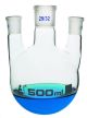 Flask Distilling round bottom, cap. 500ml, borosilicate glass, three neck parallel, centre socket 29/32, side socket 14/23