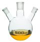 Flask Distilling round bottom, cap. 500ml, borosilicate glass, three neck at angle, centre socket 24/29, side socket 19/26