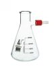 Flask Filtering Boro. Glass, Conical 250ml with integral plastic screw thread side arm