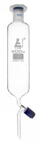 Funnel Dropping - Cylindrical, cap. 500ml, socket size 29/32, borosilicate glass, graduated cylindrical with screw type Rotaflow stopcock & interchangeable plastic stopper