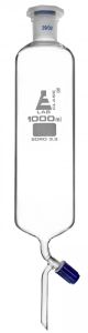 Funnel Dropping - Cylindrical, cap. 1000ml, socket size 29/32, borosilicate glass, graduated cylindrical with screw type Rotaflow stopcock & interchangeable plastic stopper