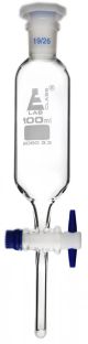 Funnel Dropping - Cylindrical, cap. 100ml, socket size 19/26, borosilicate glass with PTFE stopcock & interchangeable plastic stopper