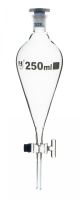 Funnel Dropping - Squibb, cap. 250ml, socket size 19/26, borosilicate glass, with interchangeable plastic stopper and glass stopcock