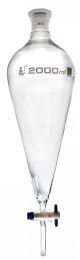 Funnel Separating - Squibb, cap. 2000ml, socket size 29/32, borosilicate glass, with interchangeable plastic stopper and PTFE key stopcock