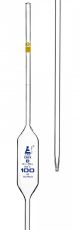 Pipette class 'B' 100ml, Borosilicate glass, bulb form, Yellow