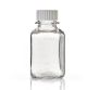 EZBio® 60mL PC Media Bottles, Sterile, Autoclavable Square Storage Bottles with 24-415mm White Closed Cap Closures, 24/PK
