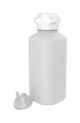 Heavy Duty HDPE Vacuum Bottle, 1L, with 53mm (53B) Tangle Free VersaCap, Two 1/4 Inch Hose Barbs and Sealable Vent Port, Bleach Compatible, 1/EA