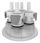 VersaCap 83mm (83B) Cap Adapter, Tangle Free Quick Connect Adapter, Four (4 X) 1/4 Inch Detachable Hose Barbs for 1/4 Inch ID Tubing, for use with VersaCap 83mm Open Cap, 1/EA