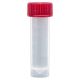 Transport Tube, 5mL, with Separate Red Screw Cap, PP, Conical Bottom, Self-Standing, Molded Graduations