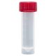 Transport Tube, 10mL, with Separate Red Screw Cap, PP, Conical Bottom, Self-Standing, Molded Graduations