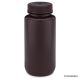 Bottle, Wide Mouth Round, Amber HDPE with Amber PP Closure, 500mL, 12/Pack, 48/Case