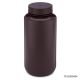 Bottle, Wide Mouth Round, Amber HDPE with Amber PP Closure, 1000mL, 6/pack, 24/Case