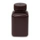 Bottle, Wide Mouth, Square, HDPE, Attached PP Screw Cap, 250mL, 12/Pack